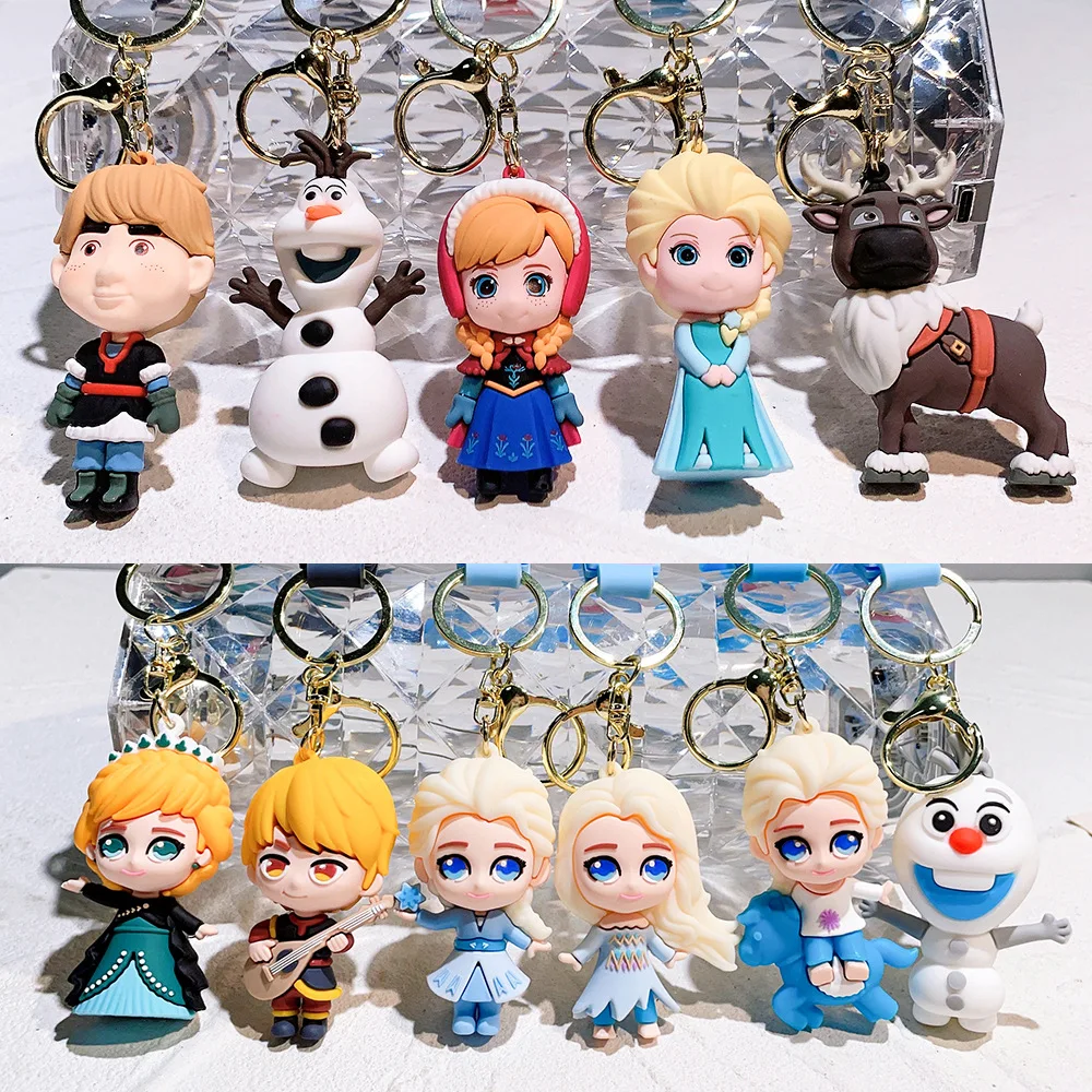 

1-11psc Frozen Princess Elsa Keychain Cartoon Silicone Car Keyring Adorable Creative Gift Key Accessory