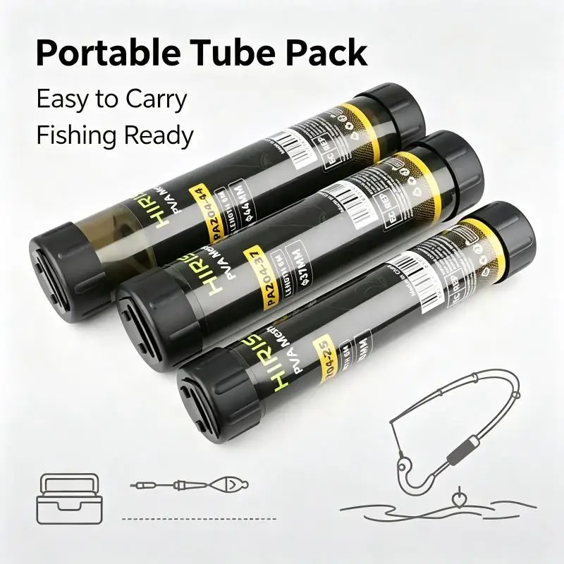 HIRISI PVA Mesh Water Soluble Bait Net Tube 25/37/44mm Carp Fishing Bait Bag Dissolve Fishing Feeder Boilies Bait Wrap Accessory