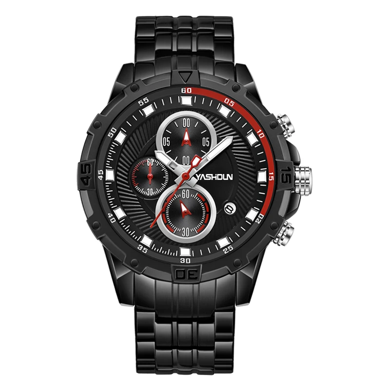Men’s Fashion Quartz Wristwatch Small Three Hands Date Luminous Precise Scale Waterproof Stainless Steel Pin Buckle Band Timepie