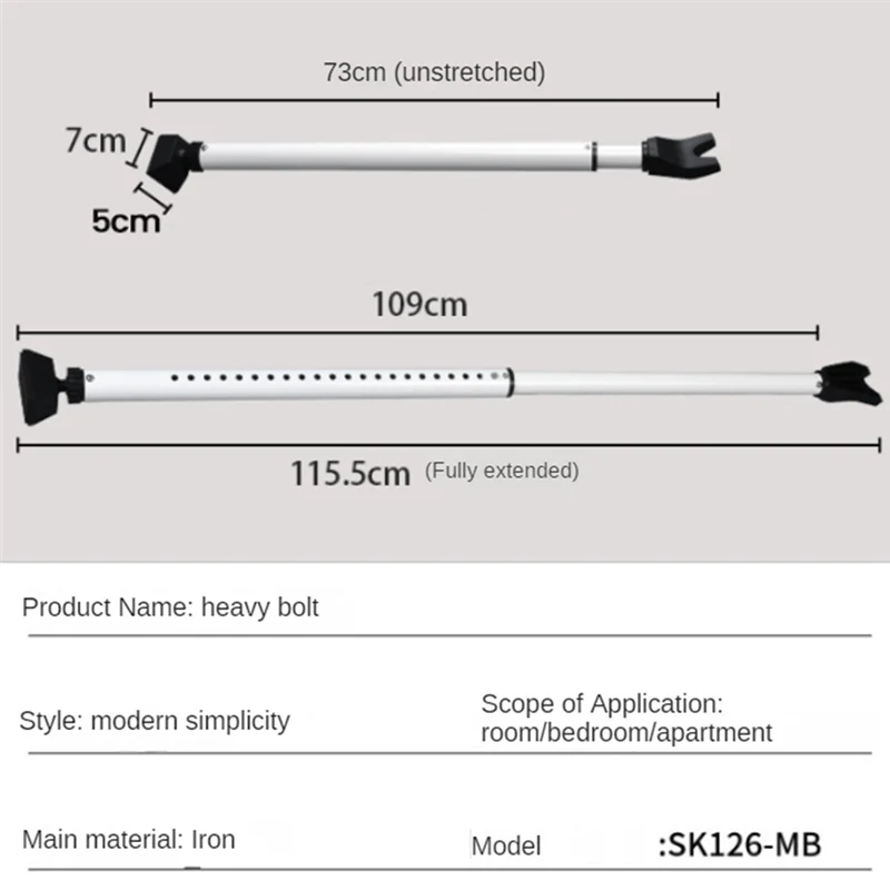 

Door Security Bar And Sliding Patio Bar, Heavy Duty Stop Adjustable Jammer, Adjustable Telescopic Door Bar