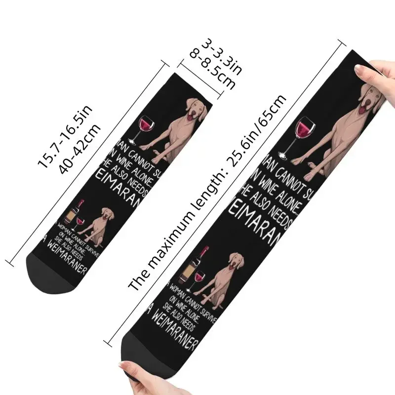 Funny Weimaraner Dog And Wine Men's Crew Socks Unisex Cute Pet Animal Spring Summer Autumn Winter Breathable Dress Sock