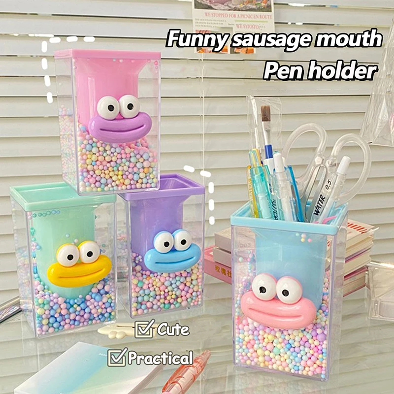 Funny Colored Ball Sausage-shaped Lips Pen Box Large Capacity Cartoon Makeup Brush Holder DIY Multifunctional Storage Box