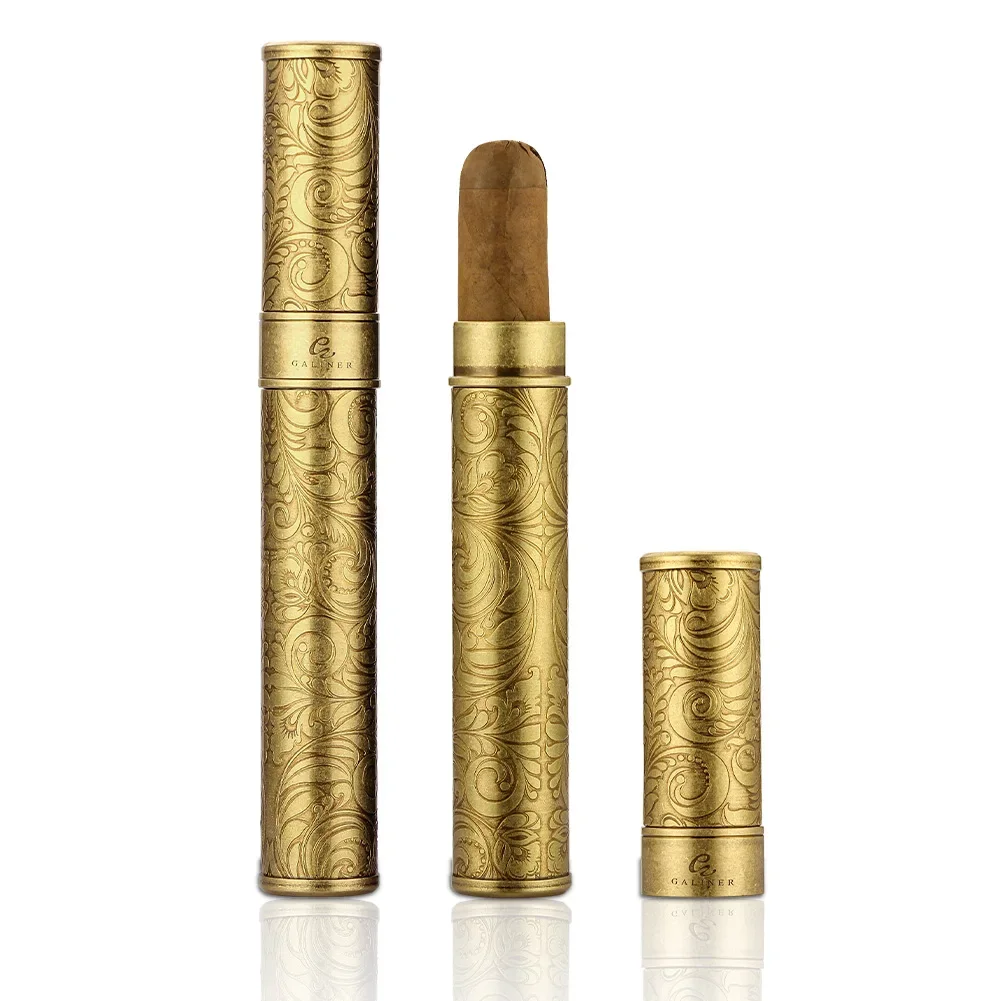 

GALINER Ретро трубка для сигар, металлическая жаровная уличная дорожная банка для хранения 1, портативная банка для хьюмидора для сигар