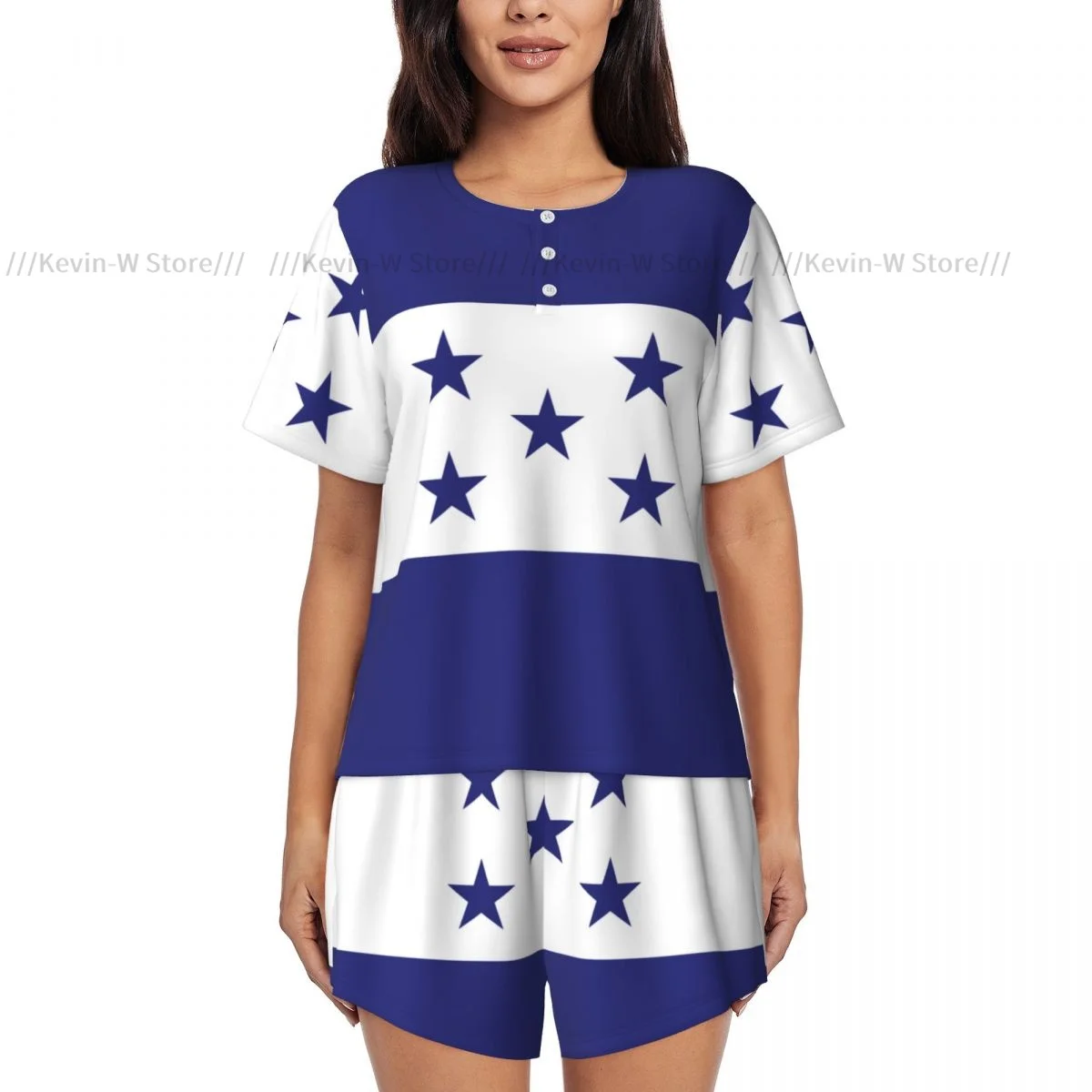 Conjunto de pijamas femininos bandeira do Honduras Homewear duas peças de manga curta curta