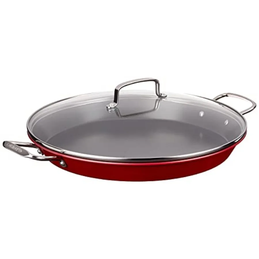Sartén para Paella de 15 Pulgadas con Tapa Roja