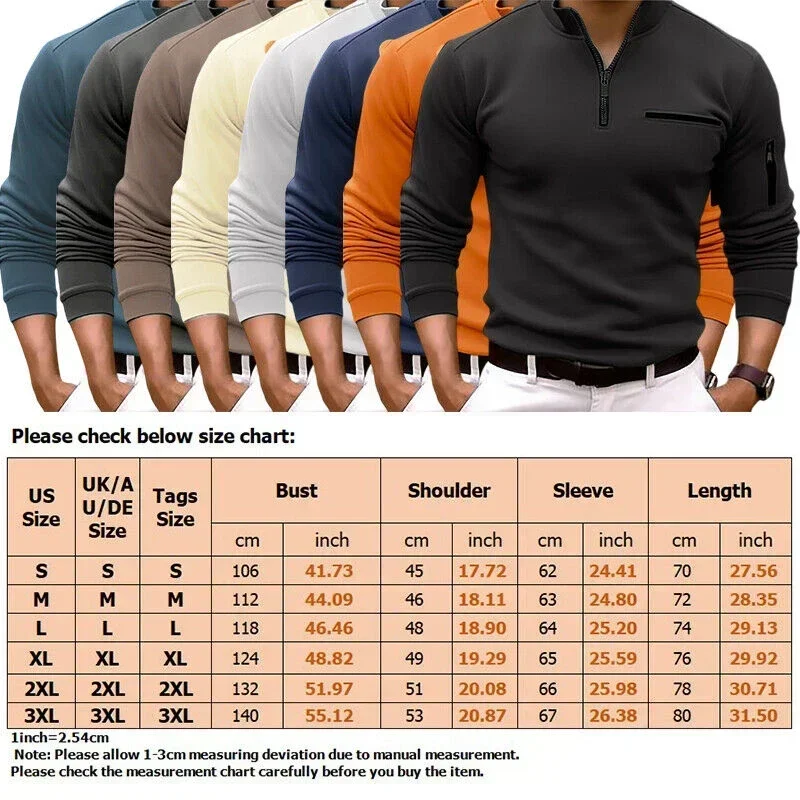 Men\'s Long Sleeve Polo Shirt Fashion Solid Color Leisure Sports Pullover Golf Slim T-shirt Business Casual Men\'s Wear.