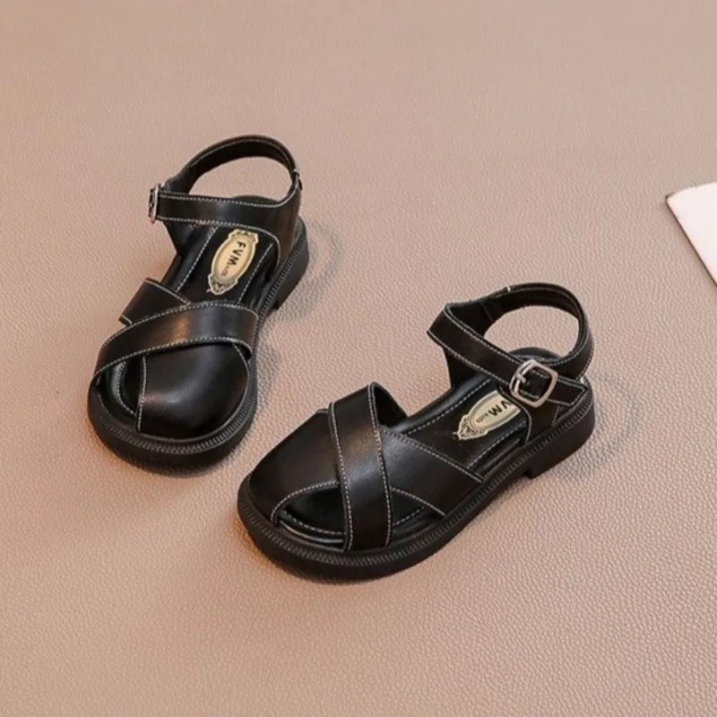 Girls' Half Headed Sandals 2024 Summer Fashion Casual Princess Shoes Small and Medium sized Children's Hollow Beach Shoes H080