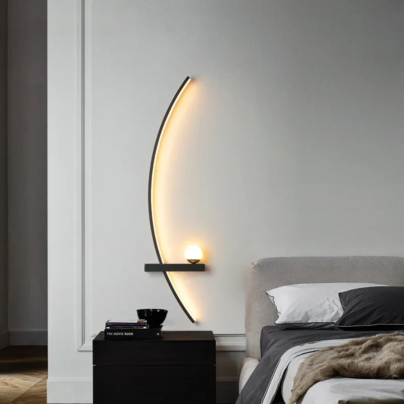 Modern LED Wall Lamps Minimalist Stripes Wall Sconce Decorative for Bedroom Bedside Home Living Room Background Lighting Luster