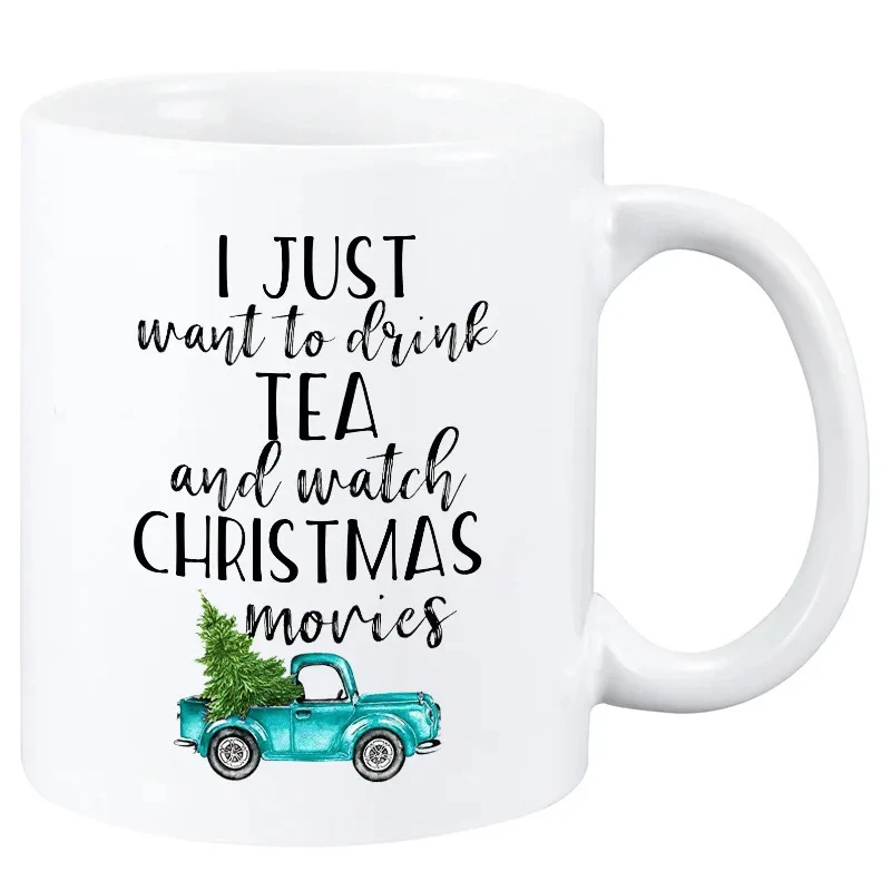 I Just Want To Drink Tea Merry Christmas Mugs Santa Claus Gifts Jesus Christ Cups Christian Coffeeware Teaware Holiday Drinkware