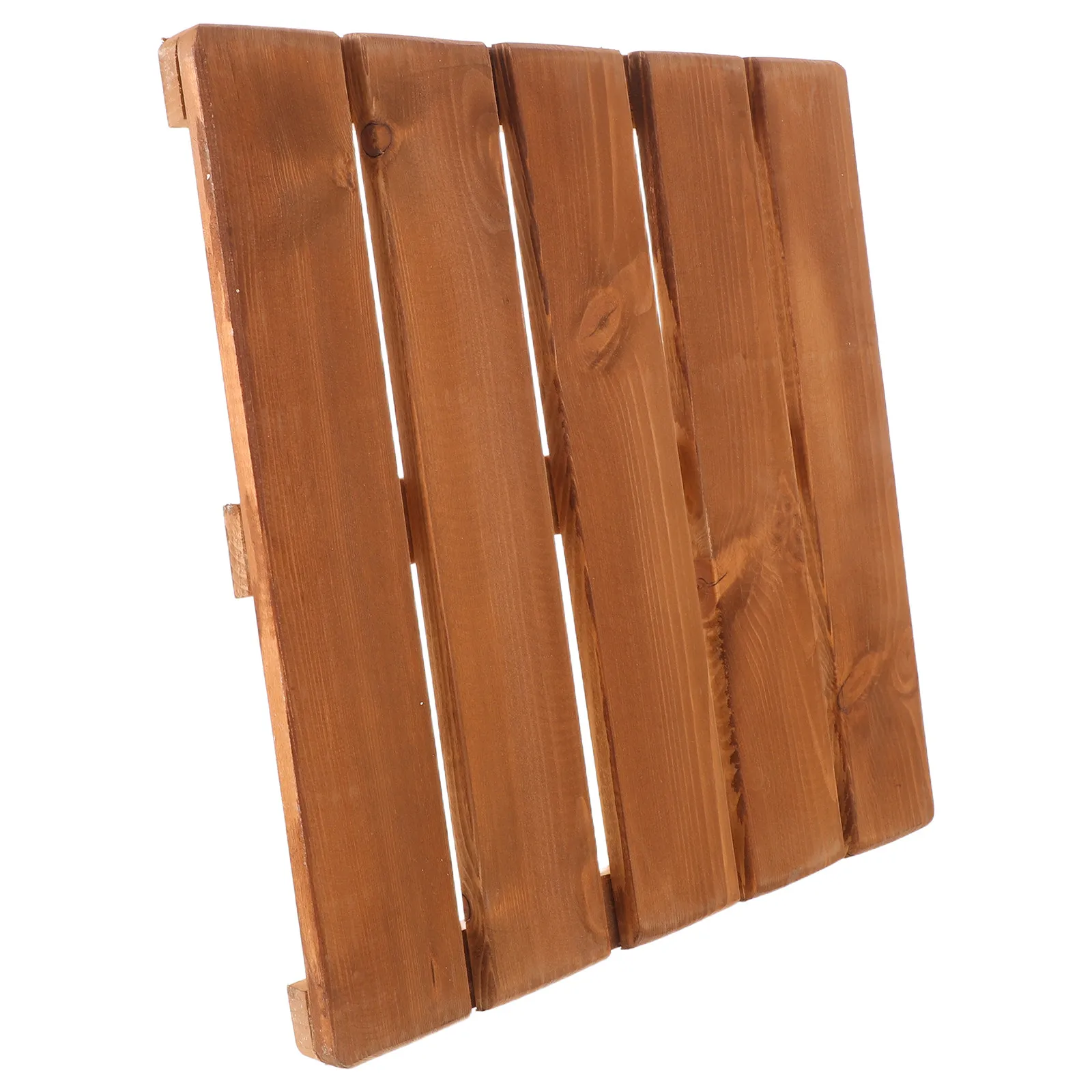 

16 Inch Wooden Bathroom Mat Non Slip Solid Wood Floor Mat for Shower Sauna Indoor Outdoor Use Easy Clean Dark Brown