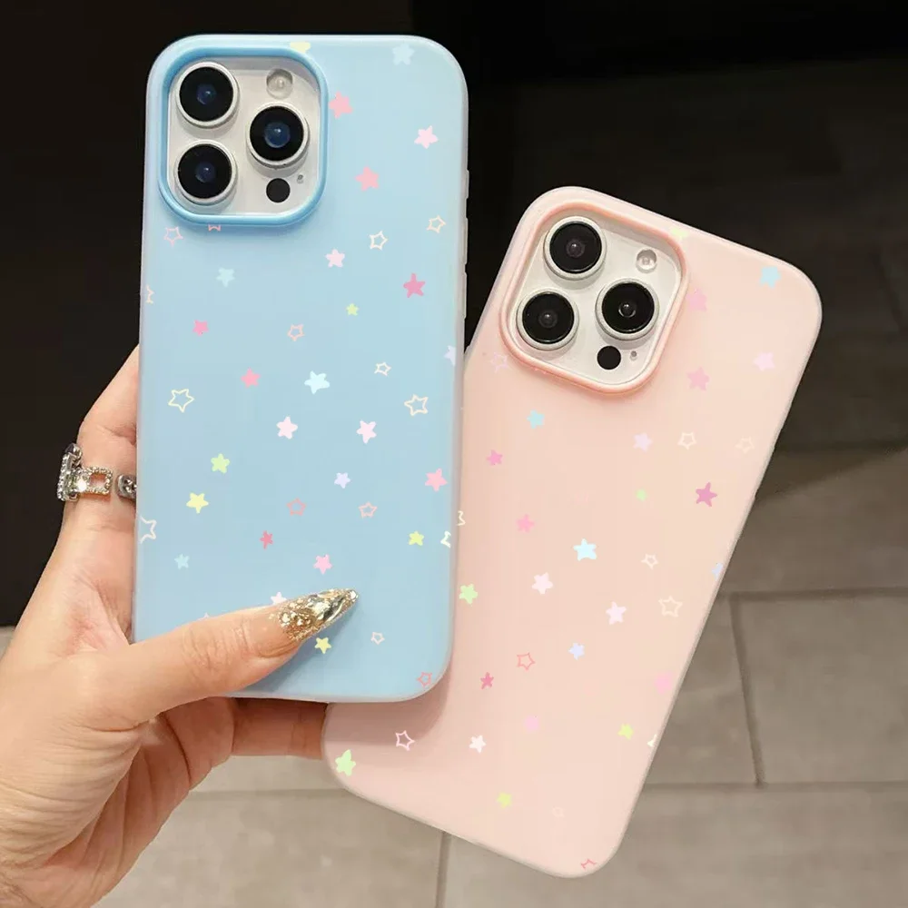 Cute Pastel Color Colorful Star Phone Case For Redmi 10 11 12 13 14 4G Xiaomi Redmi Note 10 11 12 13 14 Pro 5G 14C 13C 15C Cover view 5