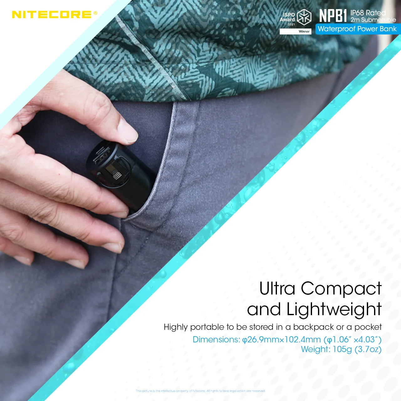 NITECORE NPB1 QC3.0 Output 5000mAh IP68 Rated Waterproof Power Bank / Mobile Charger