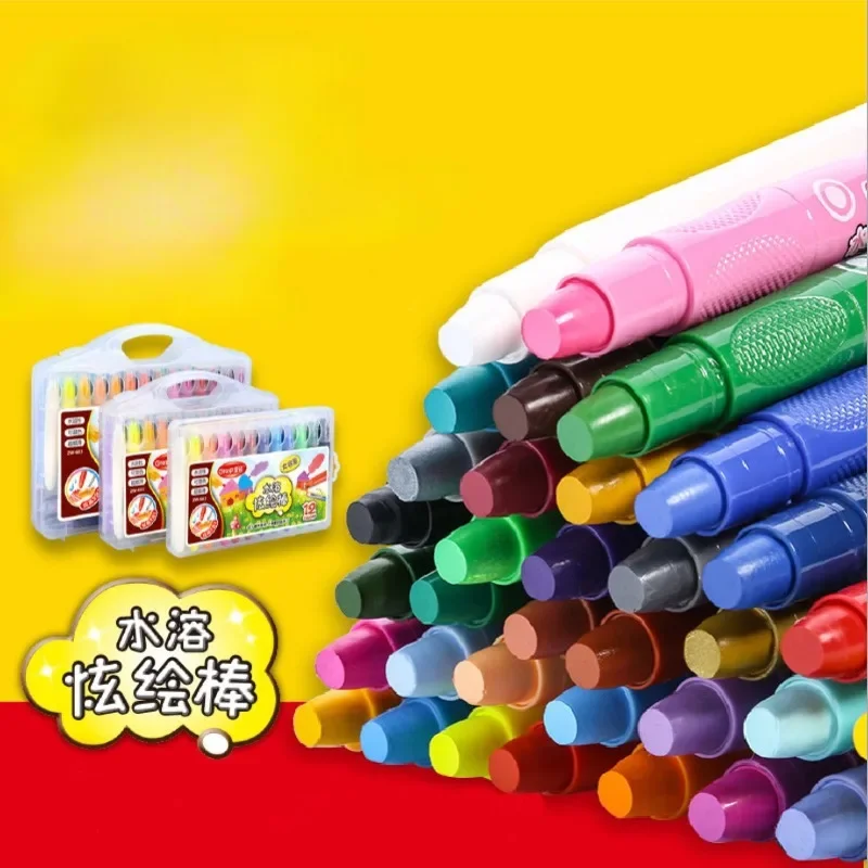 Child Rotating Washable Drawing Crayon Set Baby Bathroom Easy Erase Oil Pastel Silky Crayons Pastel Pencil for Kid 12/24/36Color