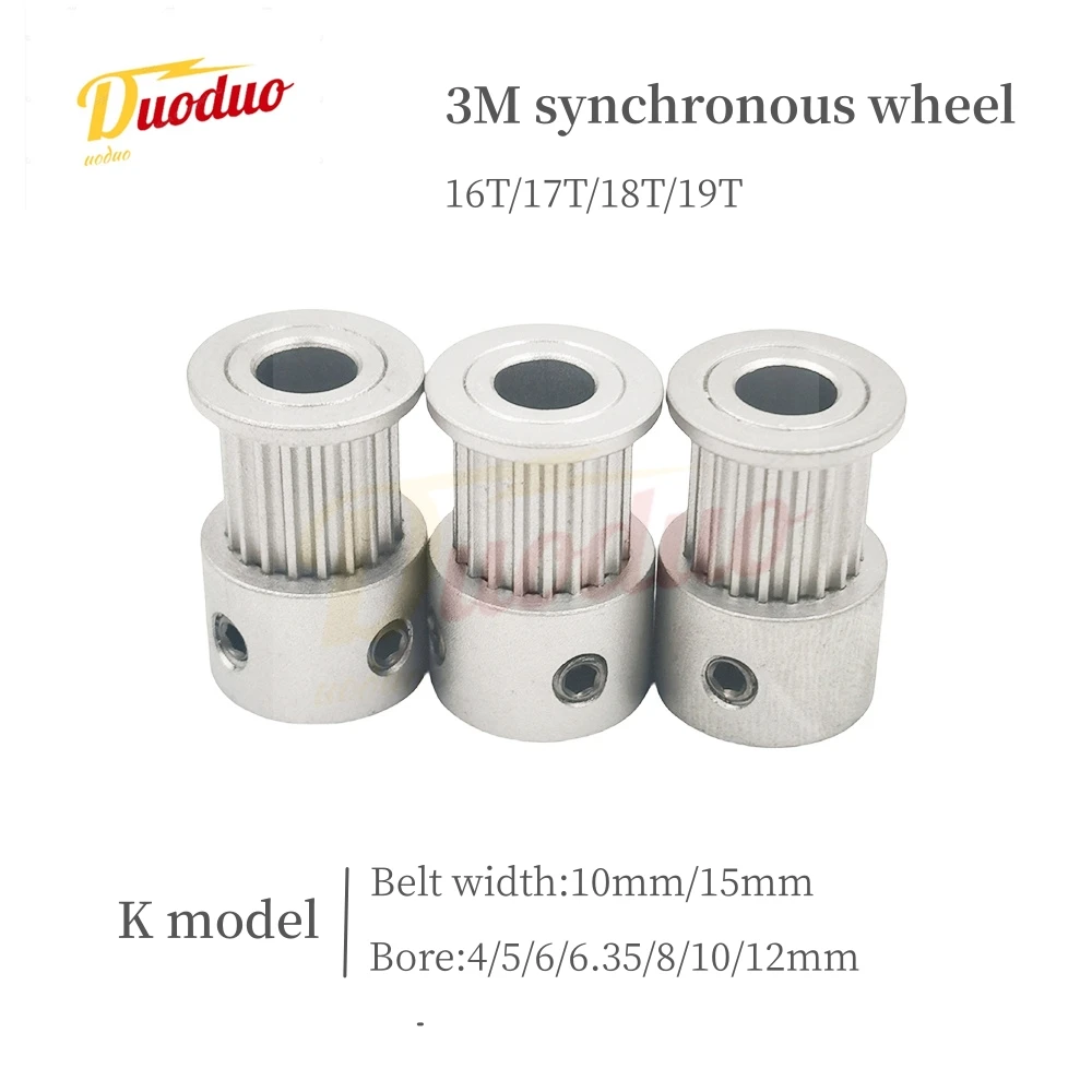 3M Synchronous Wheel K-type Pulley 3GT Number Teeth 16T/17/18T/19T Timing Pulley Bore 4/5/6/6.35/8/10mm For Belt Width 10mm/15mm