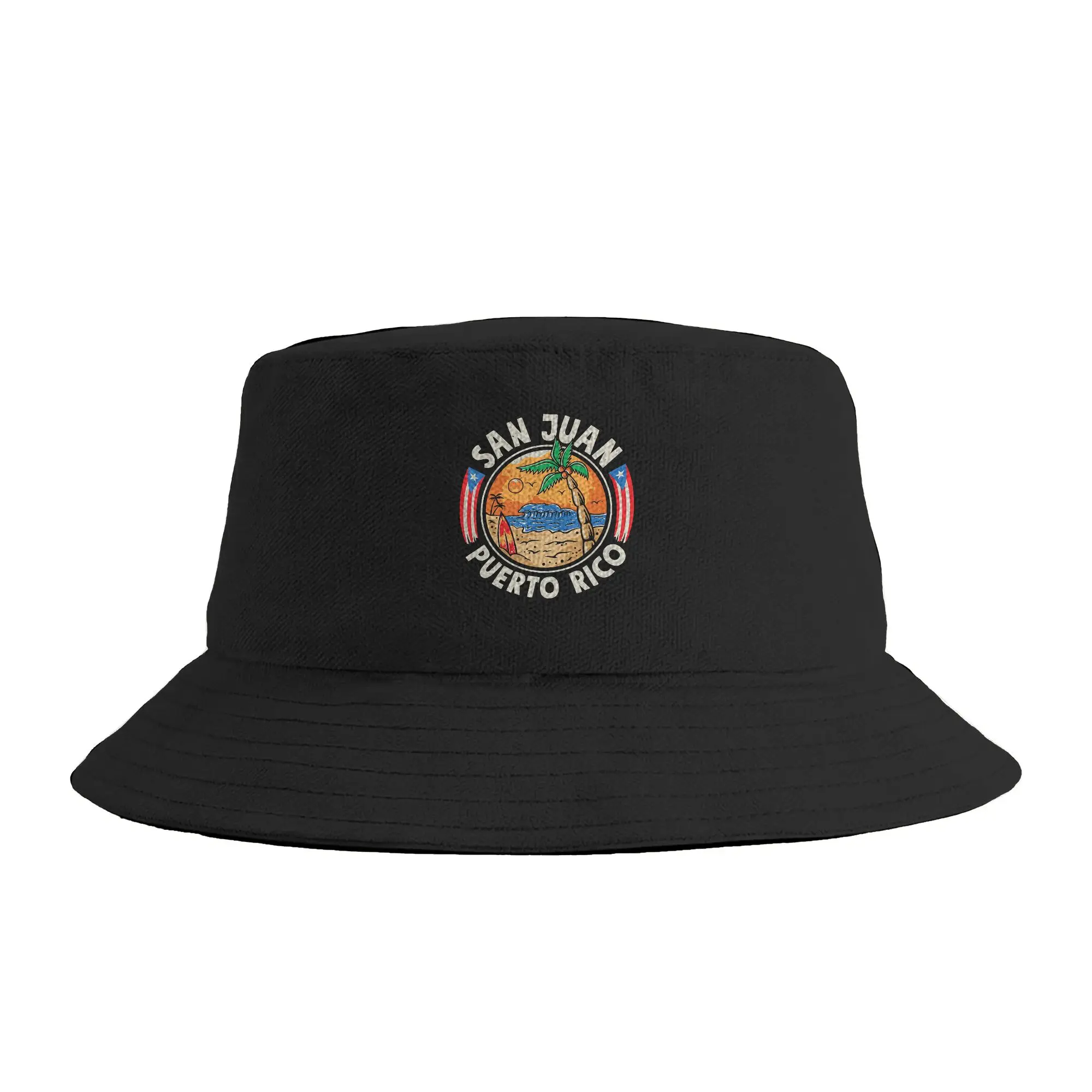 San Juan Puerto Rico Beach Retro Vintage 70s Sunset Summer Bucket Hat Summer  Fashion Fisherman Hats For Men Women Soft Fold Cap