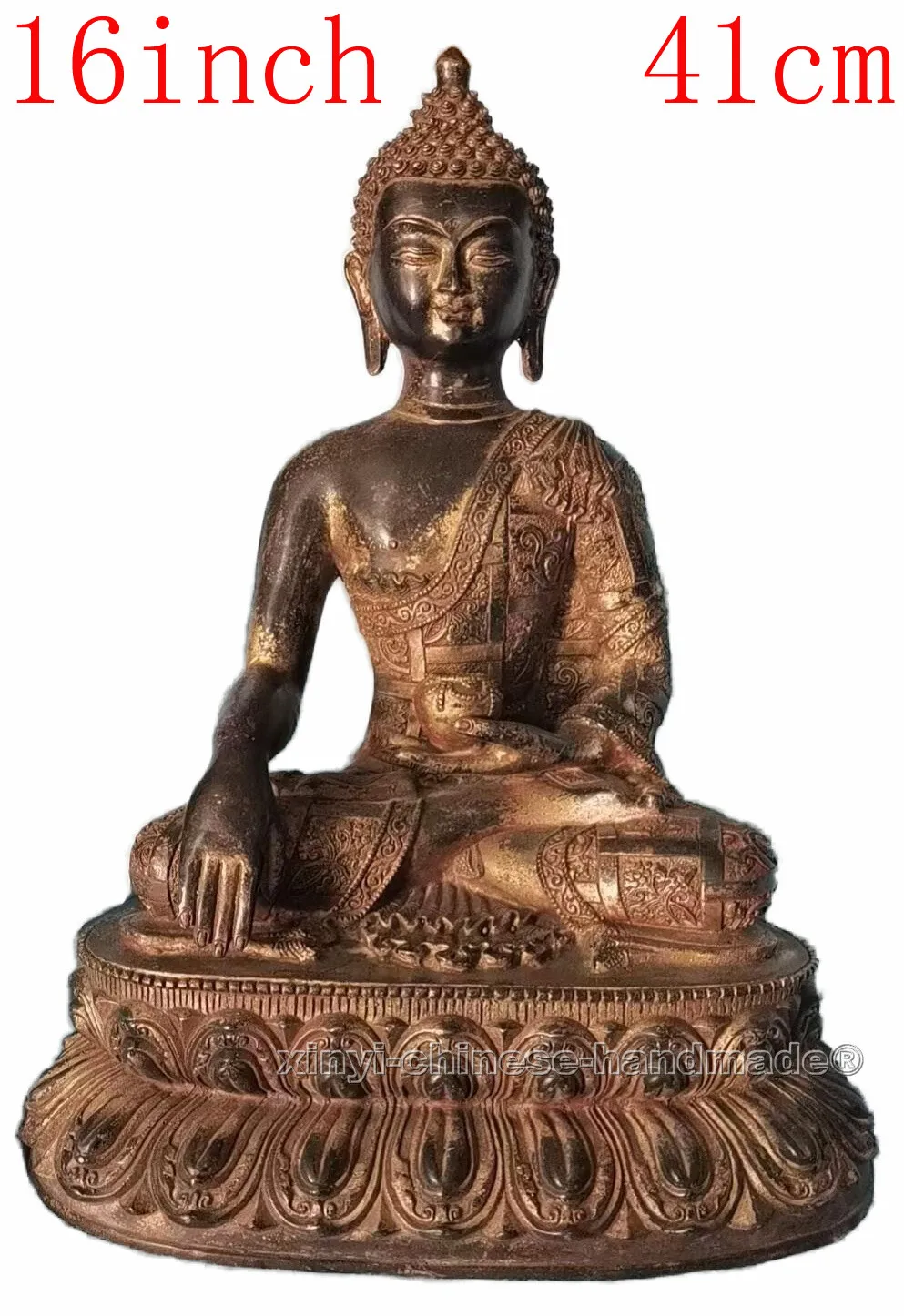 Estatua antigua de bronce antiguo Sakyamuni Buda Gautama Siddhartha Buda Dorje de 16 pulgadas