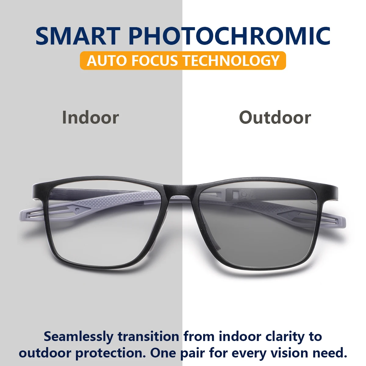 1 Pair of Men's Rectangular Full-Frame Photochromic Glasses, Energetic, Stylish, and Sophisticated Men's Glasses, Suitable for Outdoor Driving Trips, Daily Travel, and Casual Walks