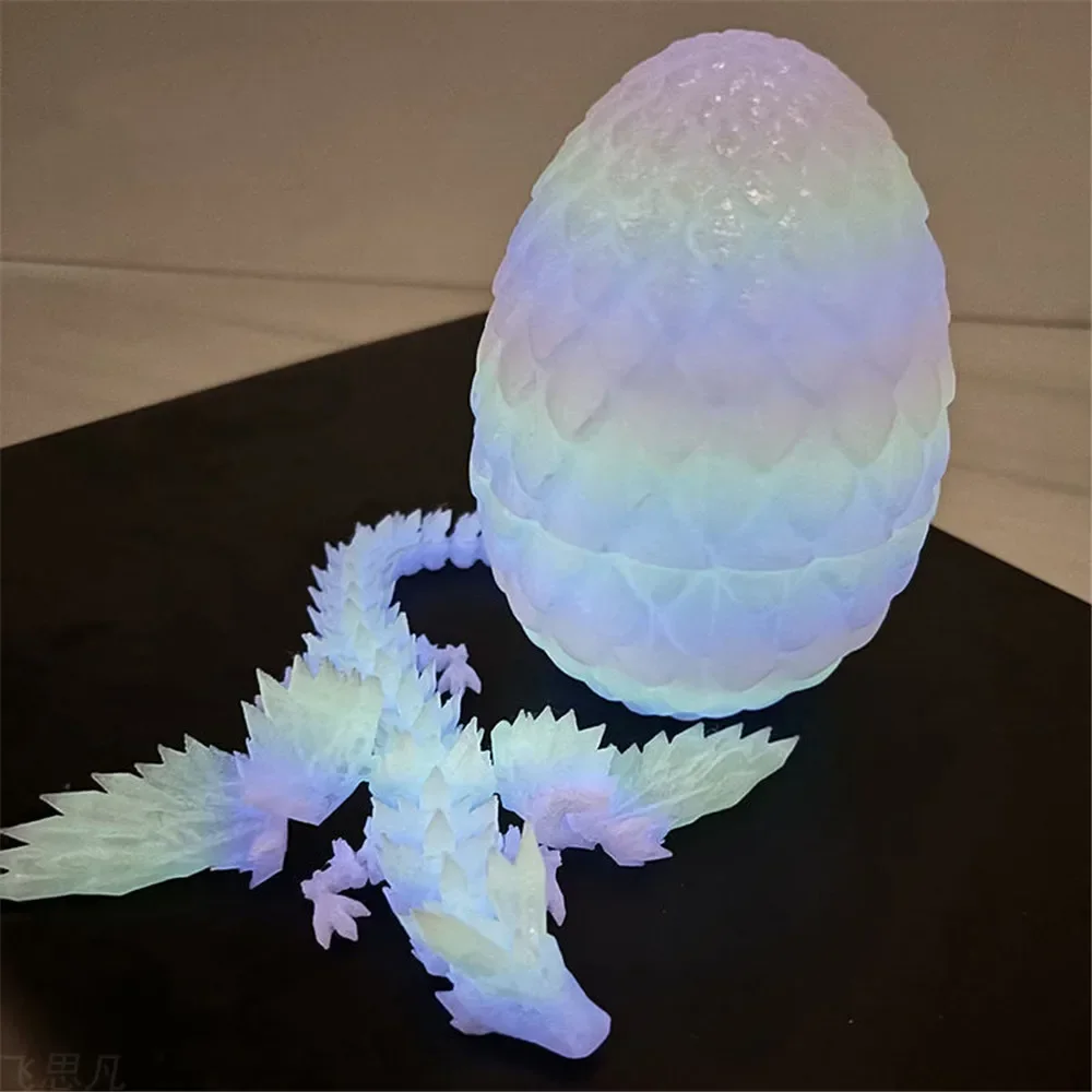 3D gedruckte Glow-in-the-Dark fliegende Drachen eier drehbare Gelenke fluor zierende Drachen Home Office Drachen Modell Dekorationen