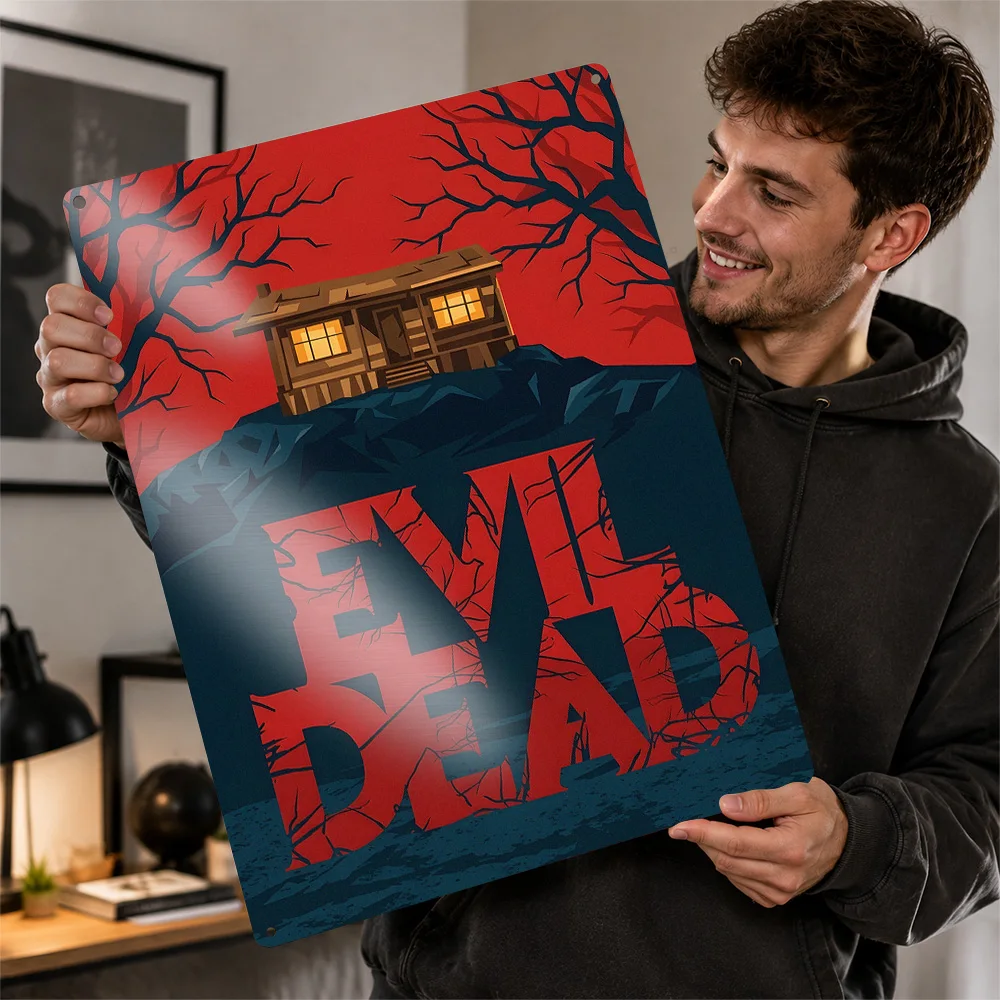 Evil Dead Cabin Minimalist Personalized 3D Textured Metal Poster Wall Art Vintage Tin Signs for Office Decor Room Wand Deko Home