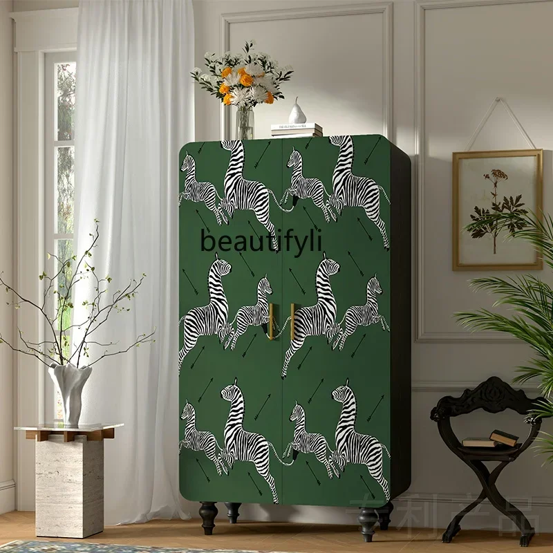 

zq1French simple multi-functional wardrobe solid wood wardrobe new storage painted side cabinet integrated