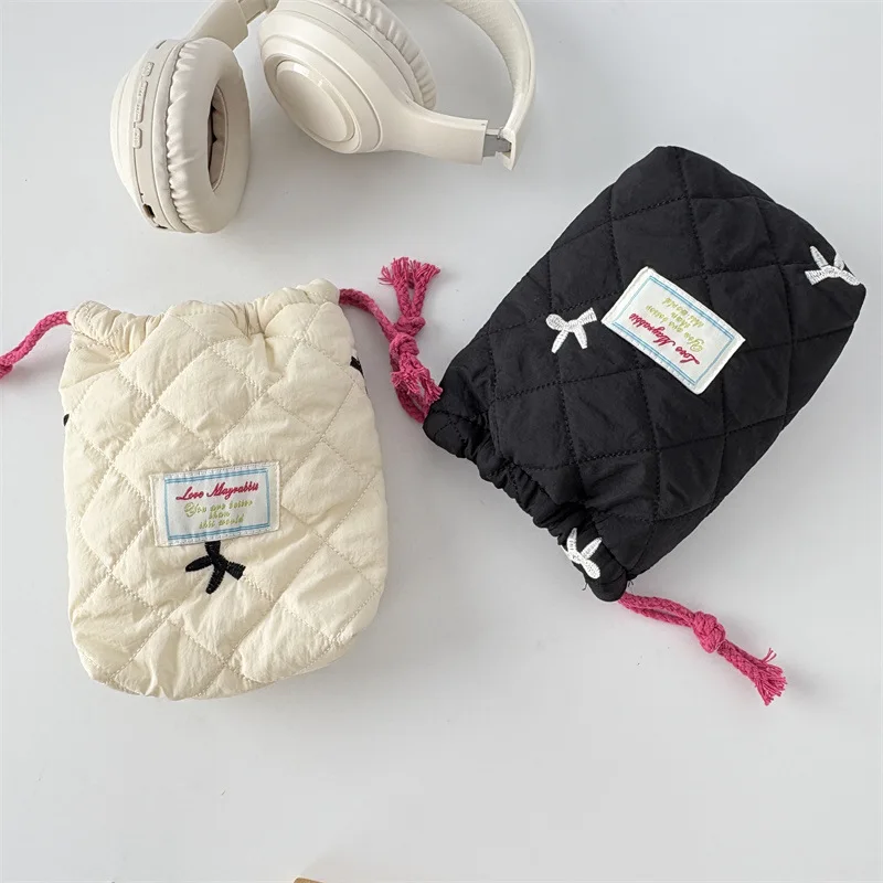 حقيبة مكياج بفيونكة مطرزة، حقيبة دلو برباط، حقيبة فرز ملحقات الحزمة، حقيبة تخزين مقاومة للغبار للكاميرا #4