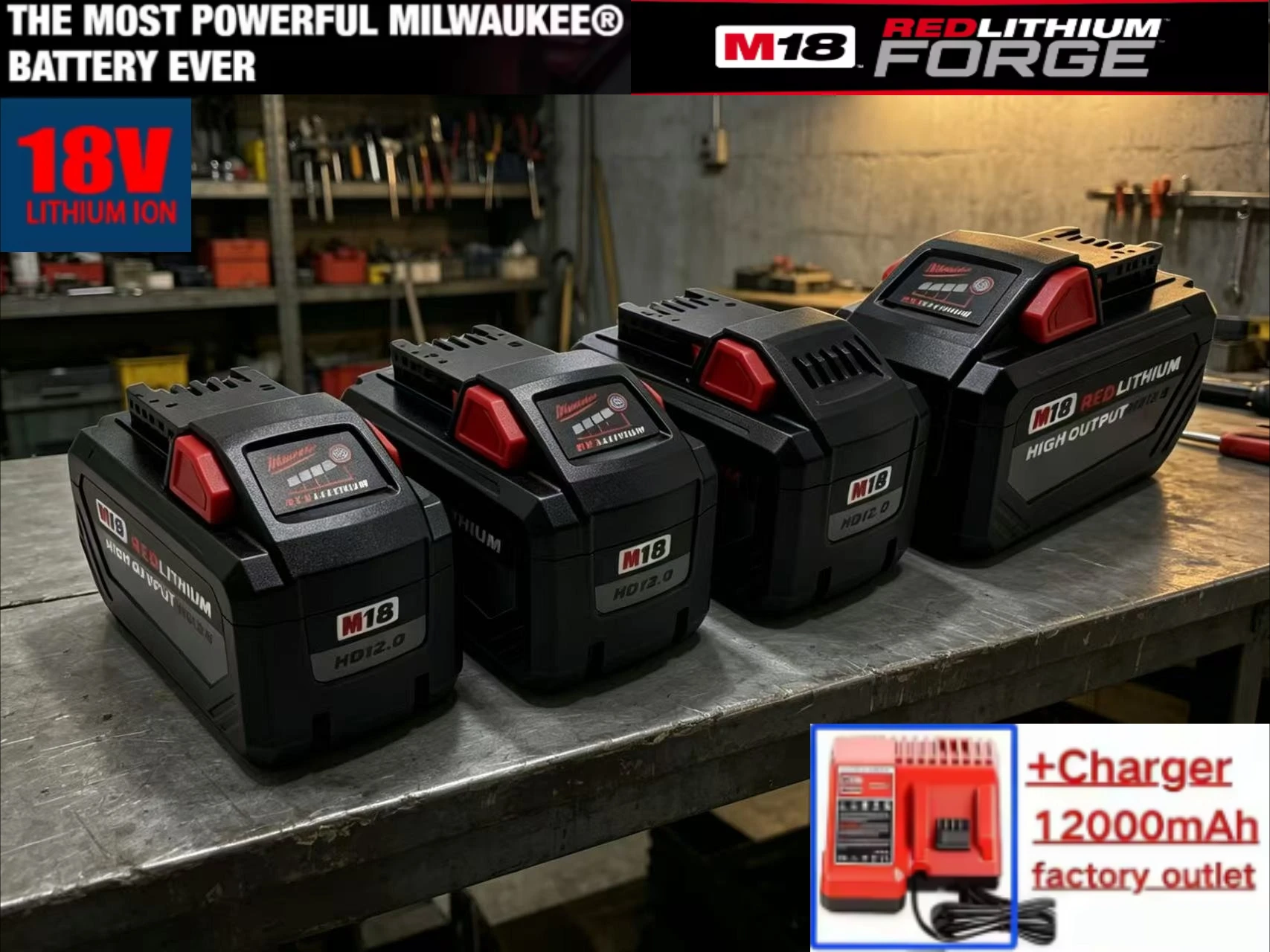 

Longer Working Time Battery Milwaukee M18 18V 6.0/8.0/12.0Ah High Performance M18 Drill Saw Grinder Impact Wrench