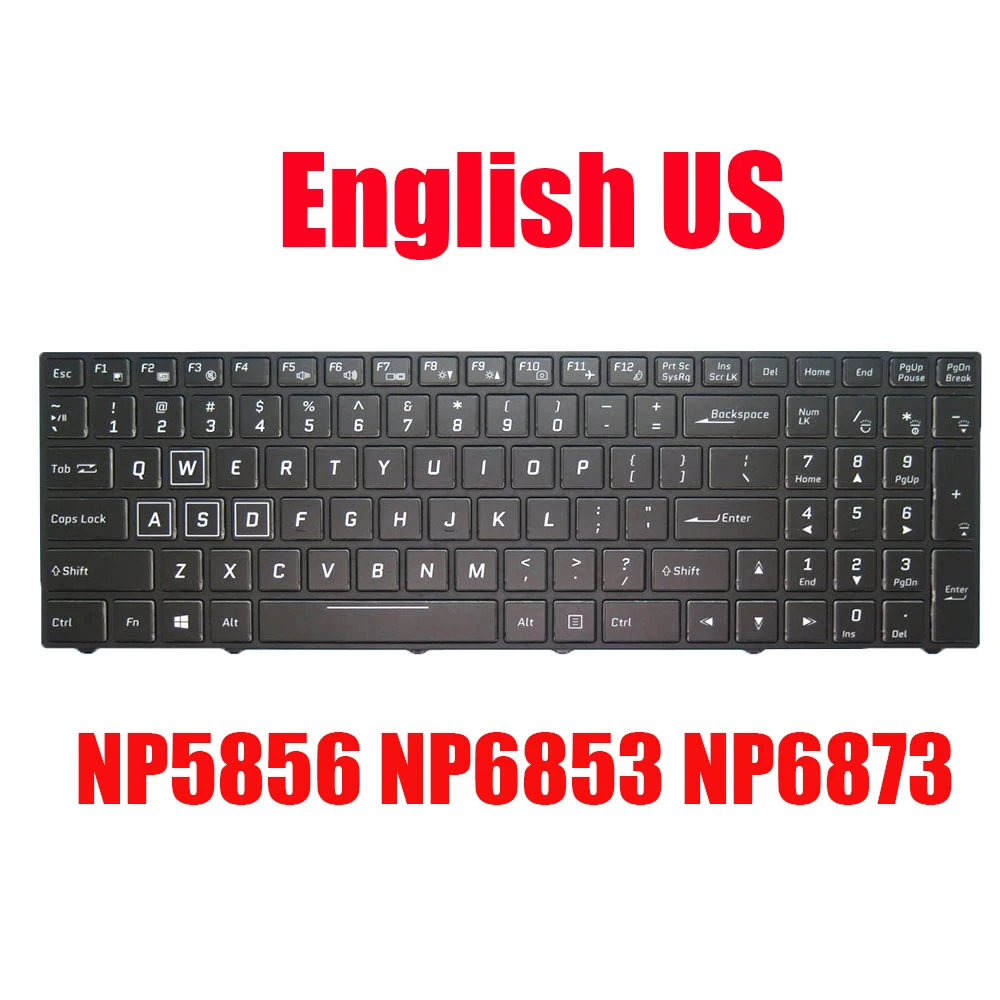 Laptop Keyboard For Sager NP5856 NP6853 NP6873 N850EJ1 N850EK1 N870EK1 English US Black With Backlit New