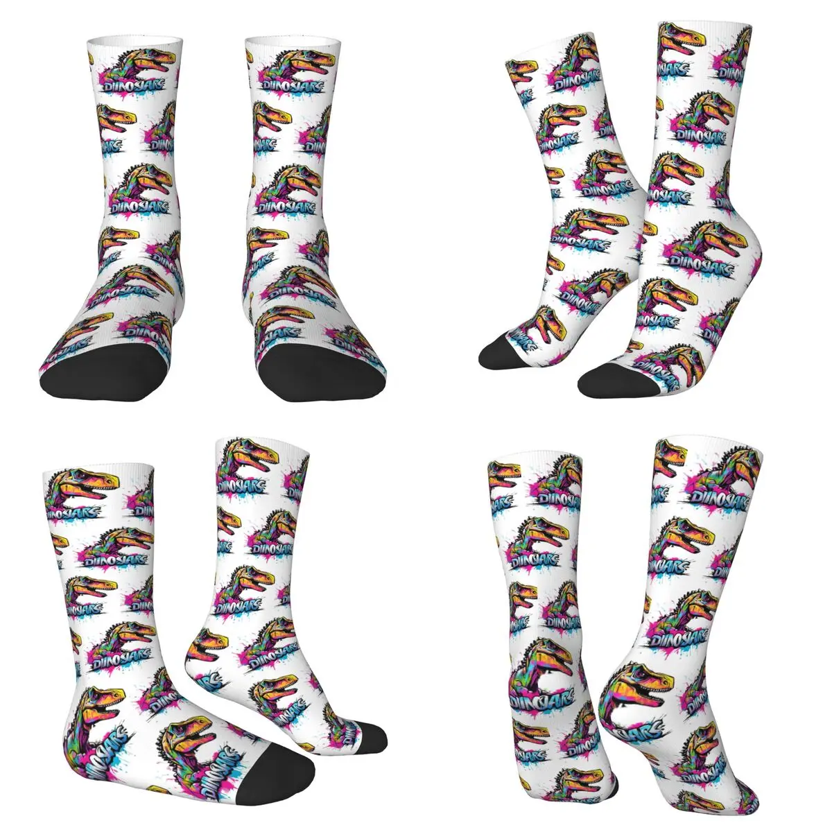 

Носки с рисунком динозавра в стиле граффити, высококачественные носки в стиле Харадзюку, всесезонные длинные носки для мужчин и женщин, подарки на день Святого Валентина