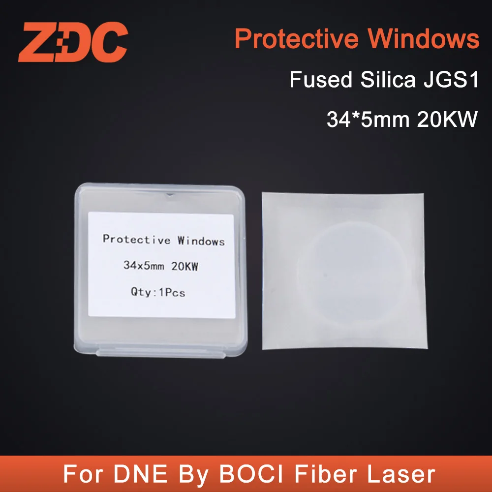 ZDC 10Pcs / Lot Fiber Laser Protective Windows / Lente 34 * 5mm 0-15KW 20KW Para Trump DNE Bystronic BOCI Fiber Laser Cutting Head