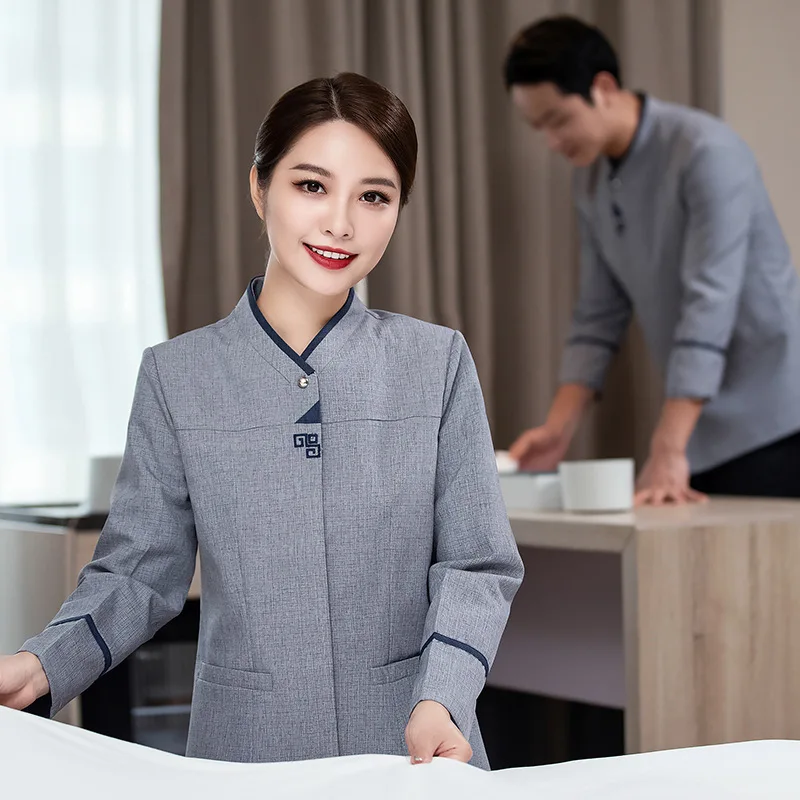 

Cleaning Service Uniform Autumn and Winter Women's Hotel Guest Room Cleaner Suit Property Housekeeping PA Work Clothes Long Slee