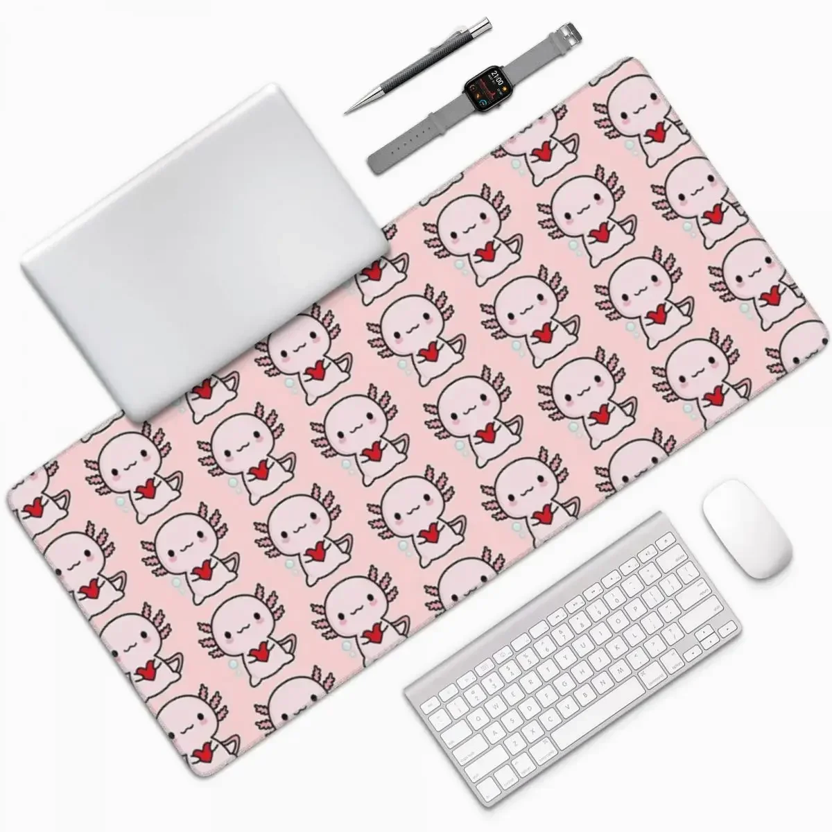 

Copia De Copia De Cute Axolotl Salute Large Mouse Pad Computer Keyboard Mouse Mat Gamer PC Laptop Desk Mat Office Table Mats
