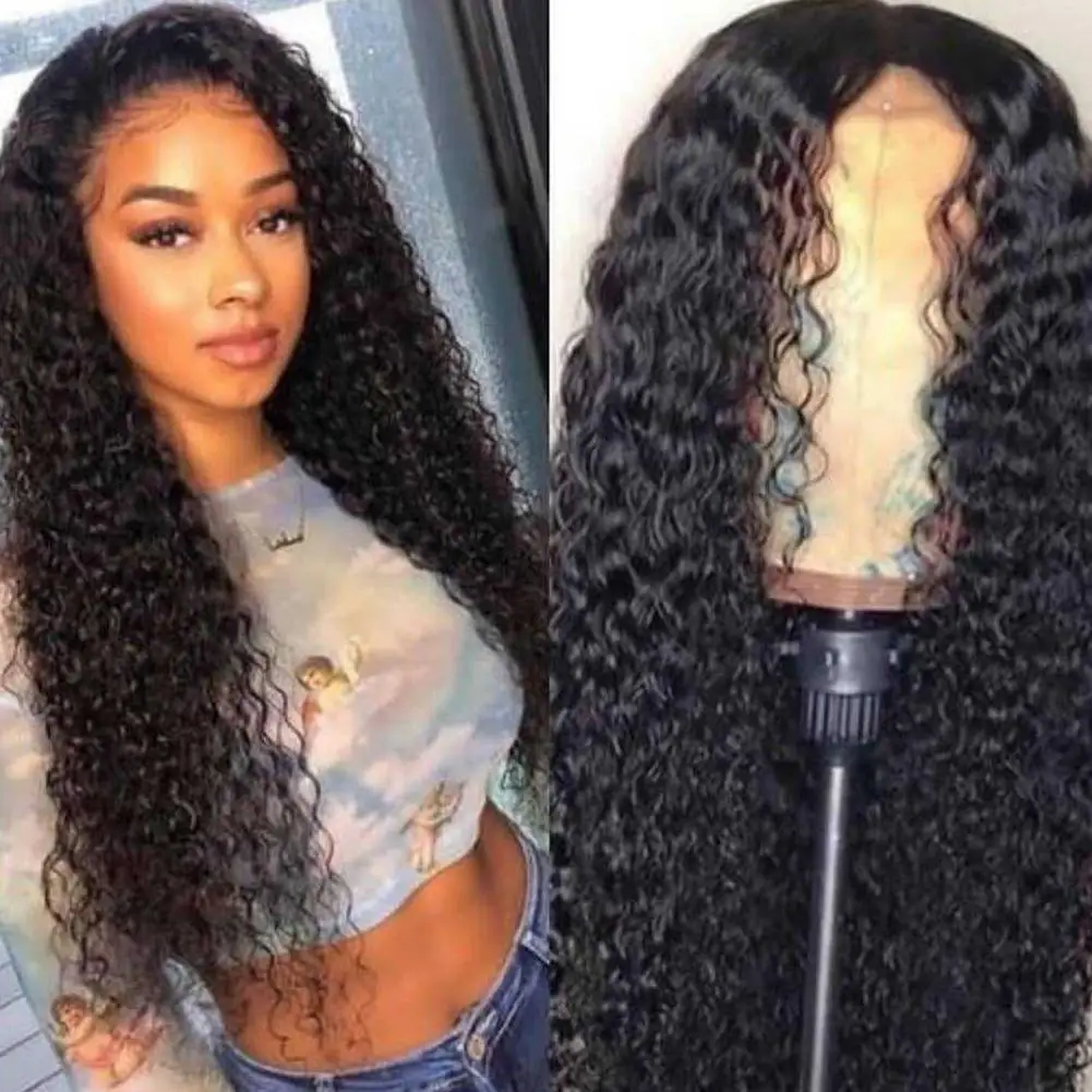 

24in Natural Black Wavy Lace Frontal Wig - 150% Density Brazilian Hair Wig for Black Women