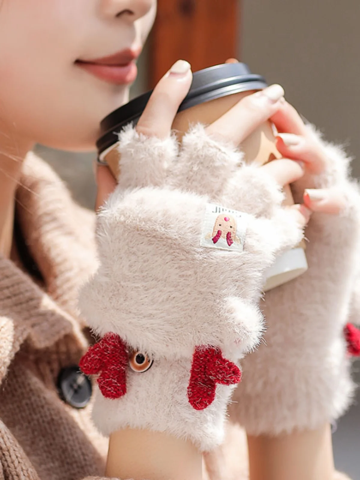 cisas-f-finger-flip-cover-knitted-wool-gloves-women's-autumn-winter-fce-lined-warm-cotton-fingerl-gloves