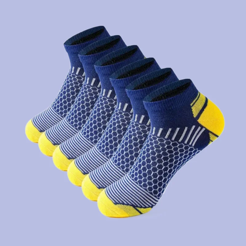 6/12 Pairs Men\'s Running Casual Sports Socks Waist Honeycomb Design Socks Gift New Spring Top Quality Short Athletic Ankle Socks