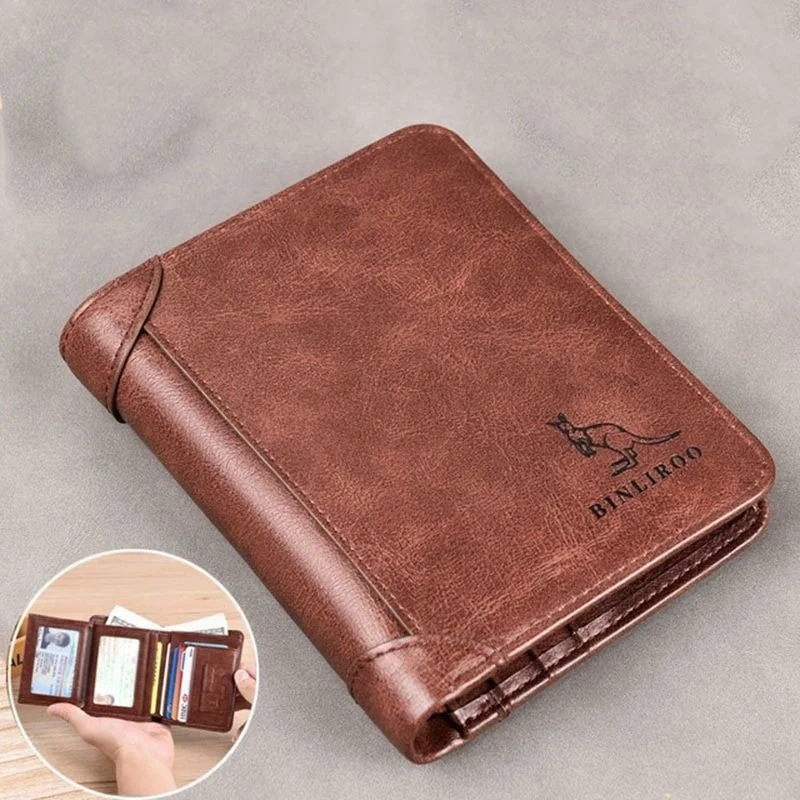 

RFID Blocking Short Wallet For Men Luxury Soft Leather Coin Purses Three Fold Credit Card Holder Business Male Money