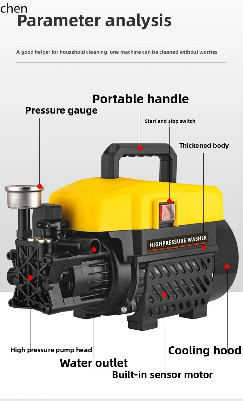 LXC pressione lavatrice per auto pompa acqua ad alta potenza 220v portatile plug-in forte pulizia spazzola per pavimenti pistola ad acqua artefatto