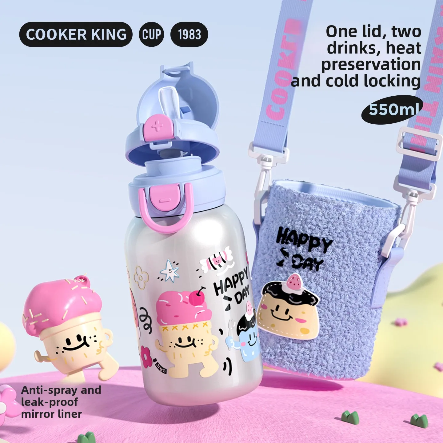 

Детский термос COOKER KING, соломенная чашка из нержавеющей стали 316, милый портативный чайник для школьников