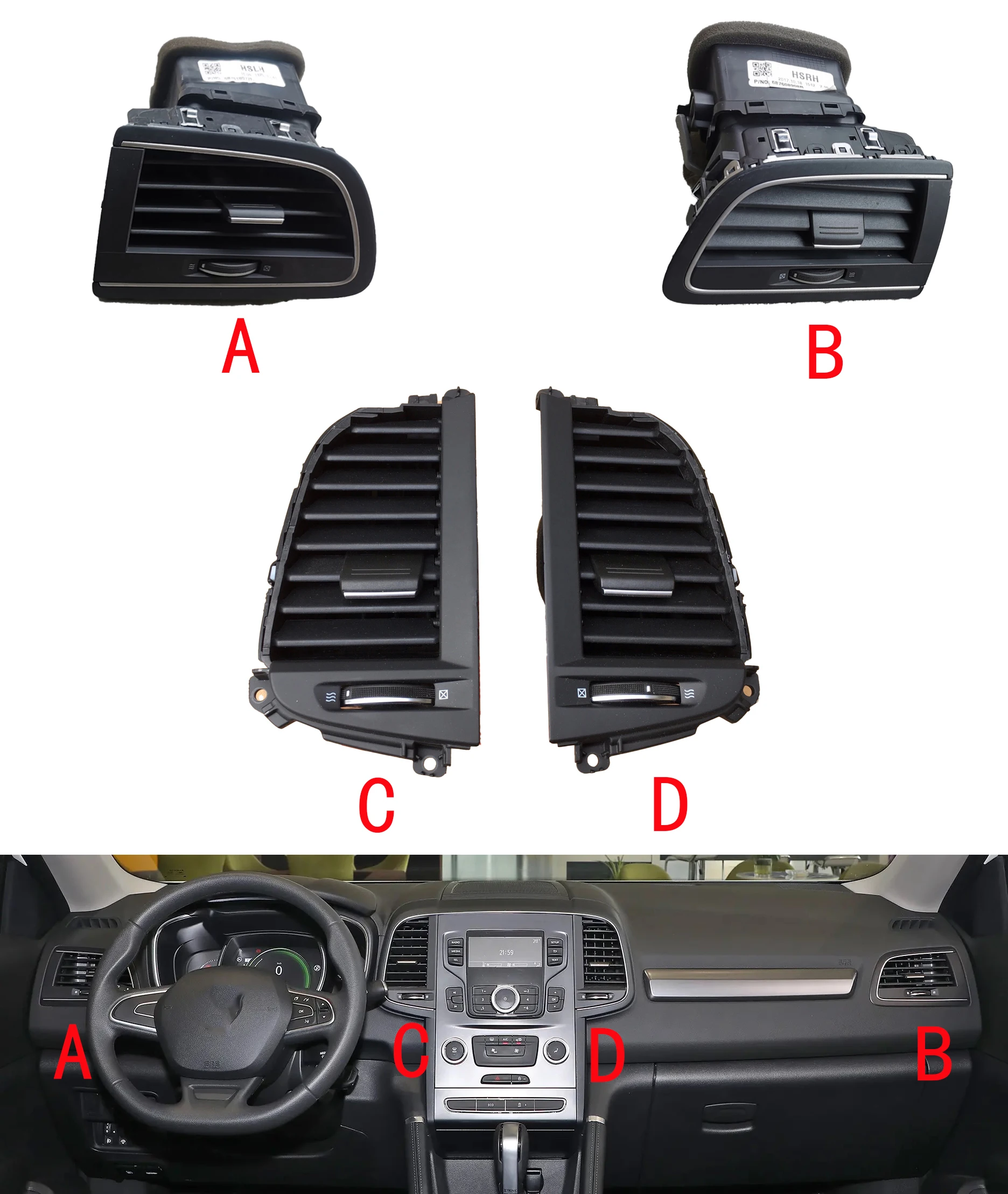 

AH38 For Renault KOLEOS Air conditioning outlet 2017 2018 2019 Air Outlet Vent For Renault KOLEOS