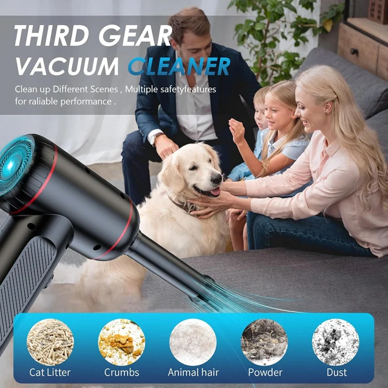 Cordless Handheld Vacuum Cleaner, Car Vacuum Cleaner, Vacuum Cleaner Blower Vacuum Pump 3-In-1, For Pets, Cars