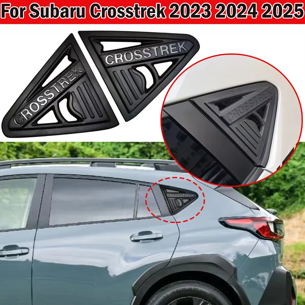 For Subaru Crosstrek 2023-2025 Triangular Window Trim Stickers Black Rear Side Window Louver Shutter Cover Auto Accessory