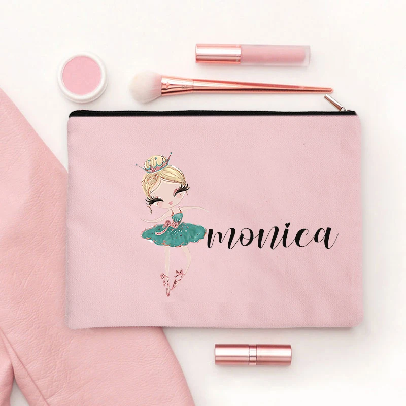 Ballet Girl Custom Bridal Name Bags Storage Cases Bridesmaid Maid of Honor Toilet Lipstick Pouch Bachelorette Party Make Up Bag