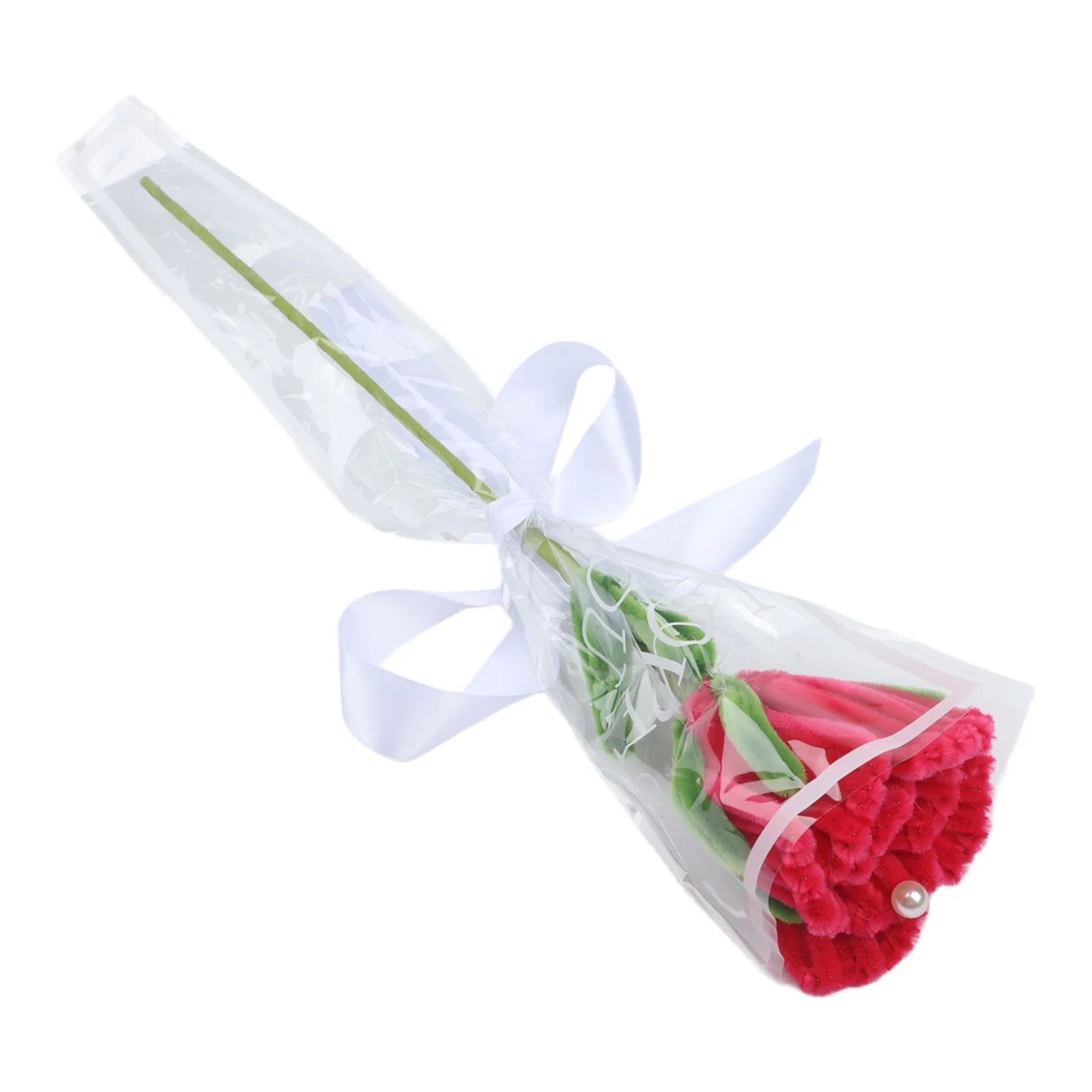 Handmade Wool Bouquet Valentines Day 40cm Ice Blue Wine Red Wedding Decor Long Lasting Artificial Flowers Home Office