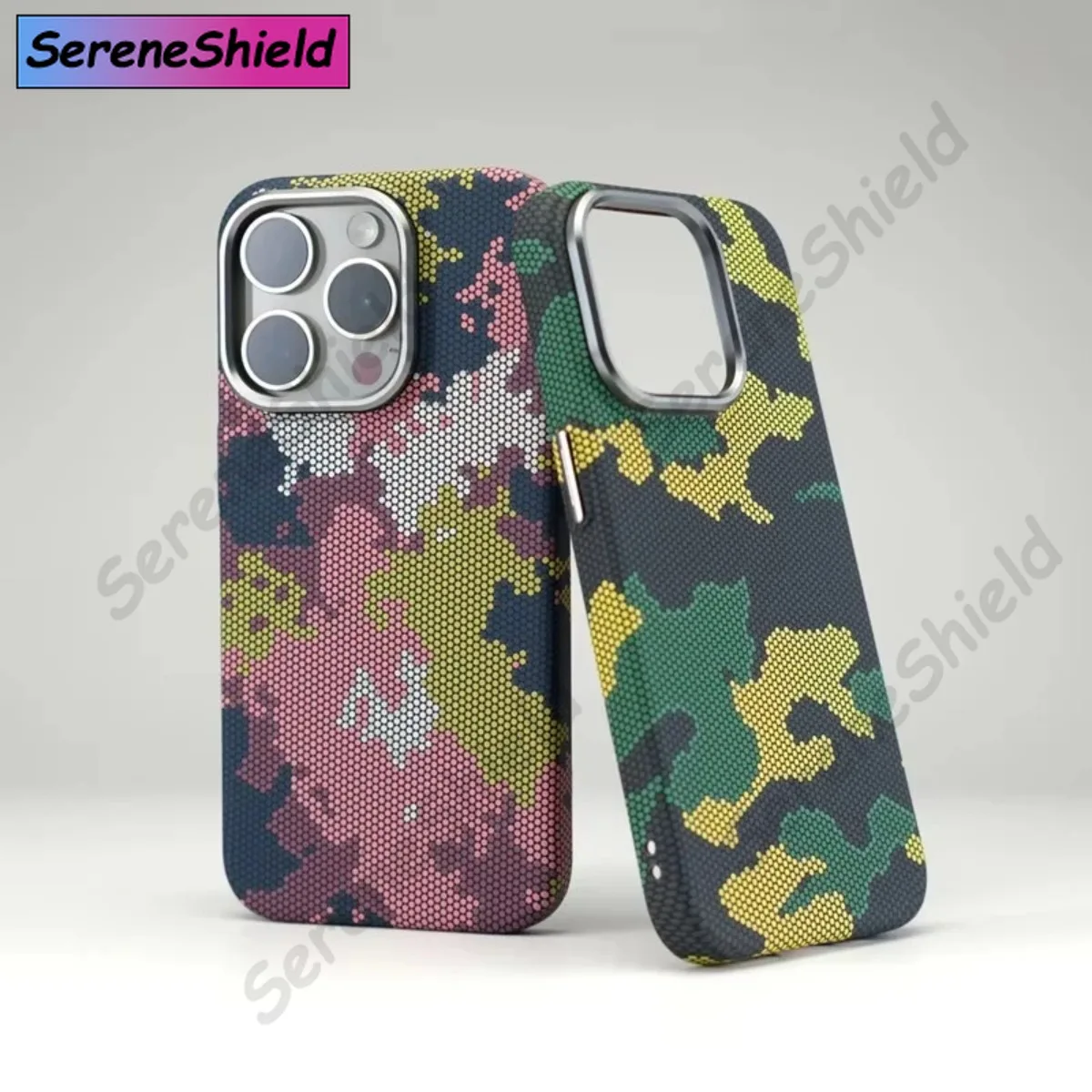 

Camouflage Graffiti Relief MagSafe Phone Case For iPhone17 16 15 14 13 ProMax Magnetic Charging Alloy Lens Shockproof Hard Cover