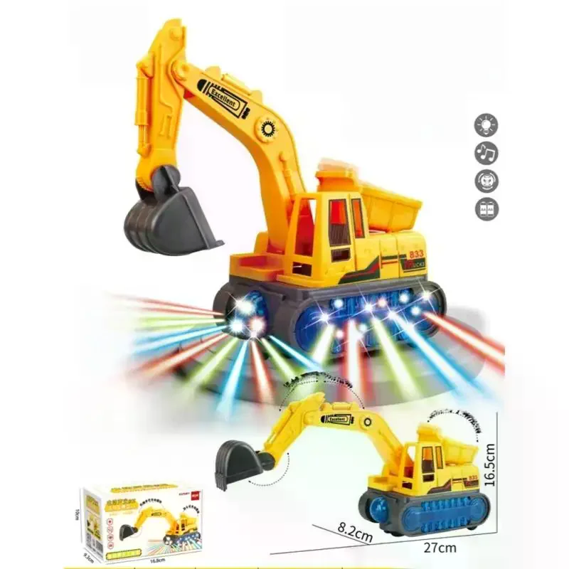 

1Pcs Automatic Bump And Go Construction Vehicle Electric Excavator Toy With Light And Sound For Kids Toddler Boys
