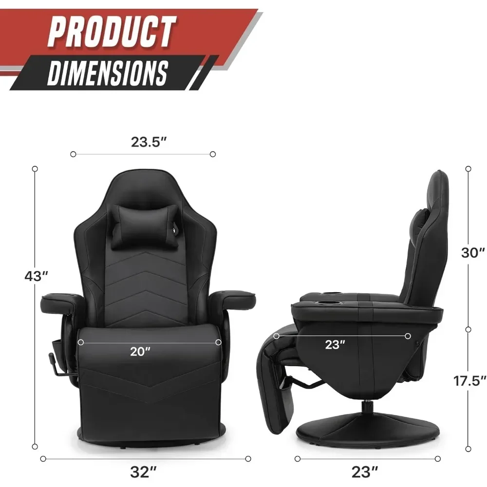 Gaming Recliner Massage Gaming Chair with Dual SpeakerLeather Massage Recliner with Cup Holder Living Room Chair for Adults