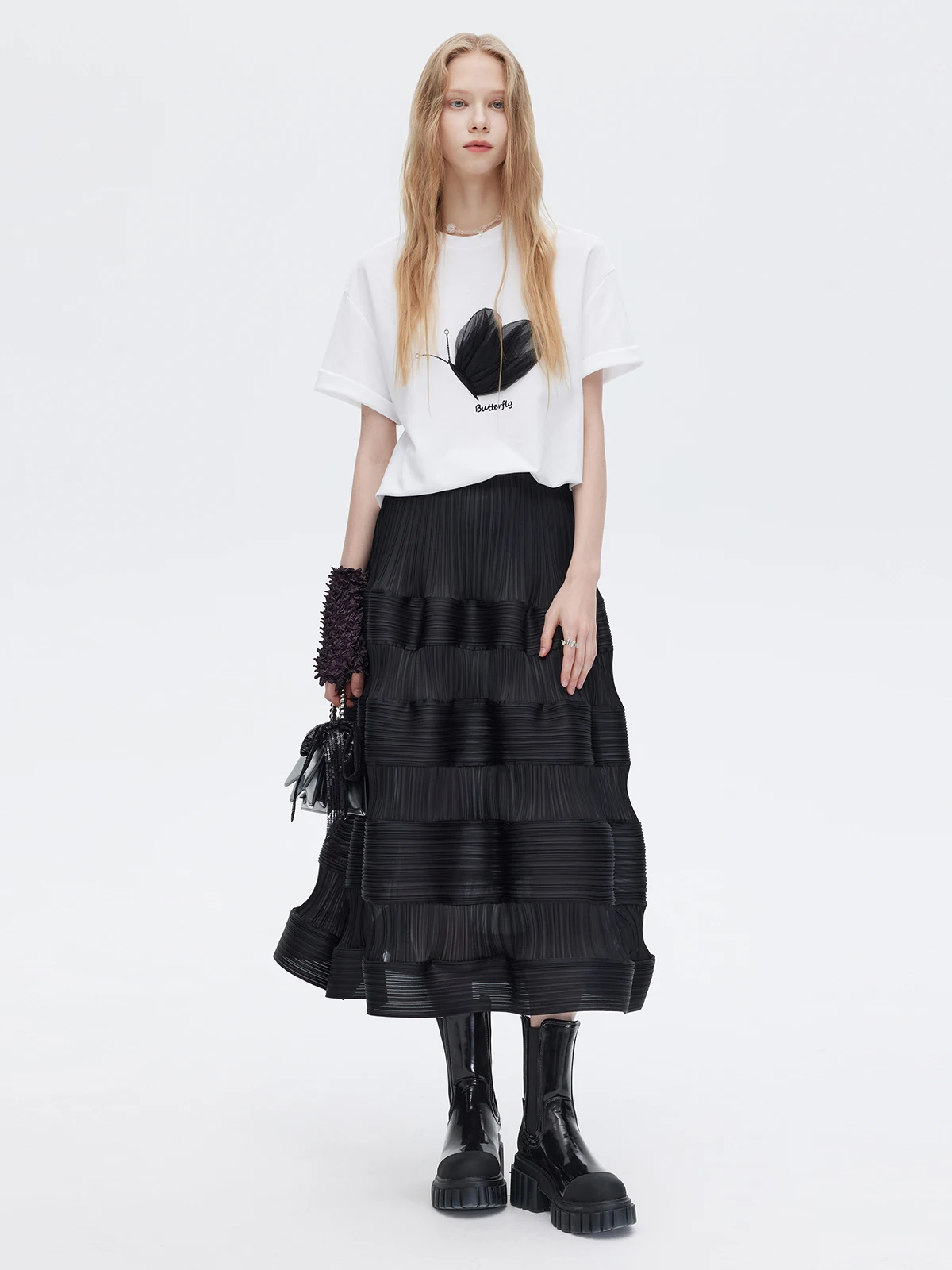 Jupe fine pour femmes, nouvelle jupe longue plissée noire taille haute pour les déplacements à la mode, début d'automne