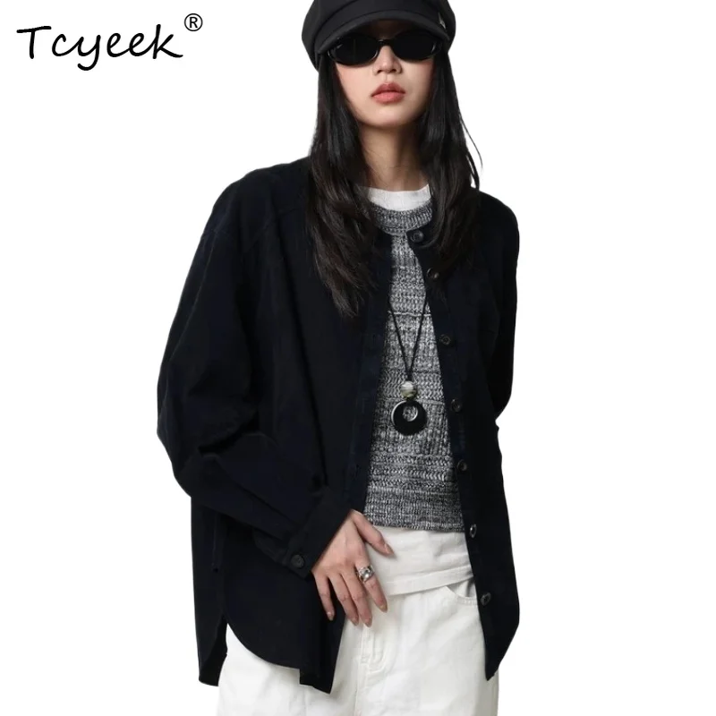 Tcyeek Real Leather Jacket Women Clothing Sheepskin Vintage Loose Fit for Ladies Fashion Womens Jacket Cozy Clothes Ropa Mujer