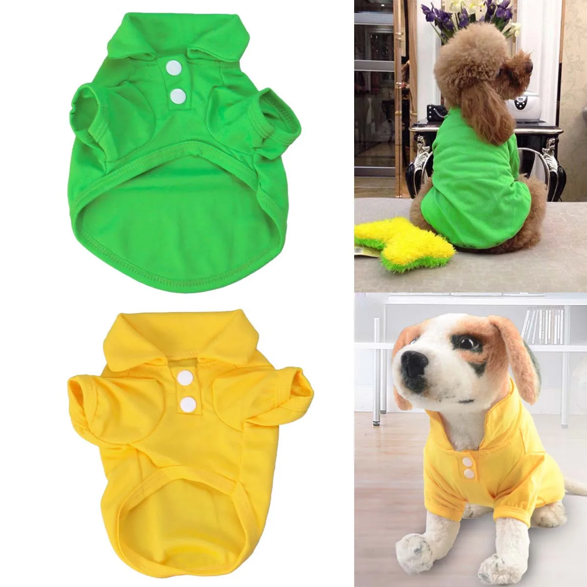 

4Pcs Comfortable Pet Cotton T Shirts Stylish Dog Wear Set Soft Skin-Friendly Material Fun Color Pets Dogs Clothing