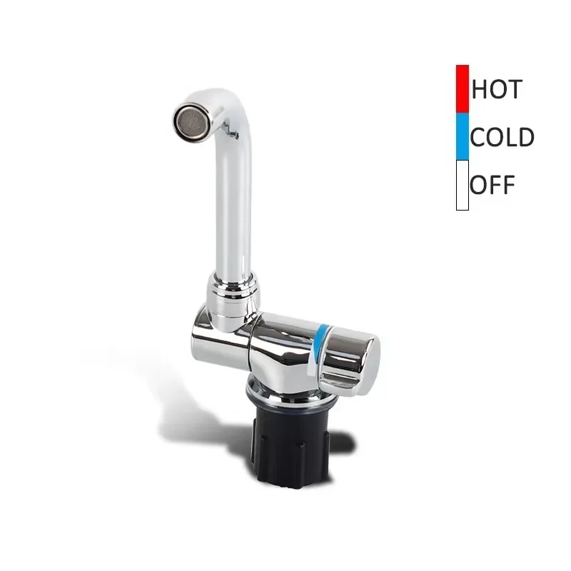 RV Accessories High Quality RV Faucet Adjustable Hot and Cold Water Rotating Single Handle and Hole Folding