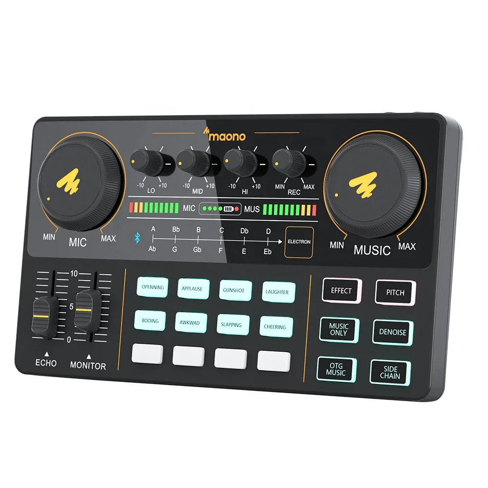 MAONOCASTER Mixer Audio Newest 4 Channel Sound USB Digital Audio Mixer Console Support Multi-Channel Mixing Podcast Sound Cards